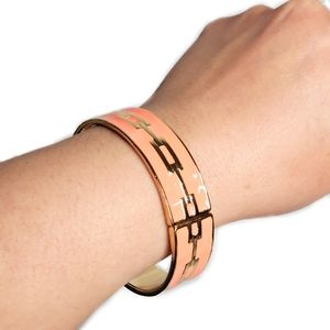 Coral Orangeish Gold Tone Cuff Bracelet